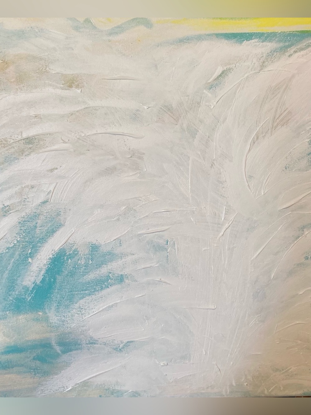 Tranquil White & Blue Abstract Canvas Painting.  Rushing Water